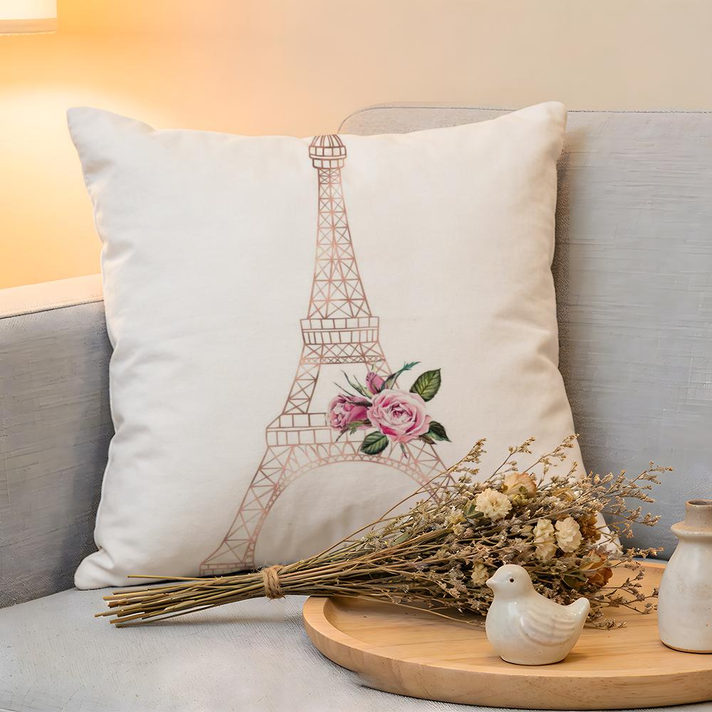 Cushion Cover Linen SkinFriendly Soft Decorative Case For Sofa Home Decor Classic France Eiffel Tower Pillow cover
