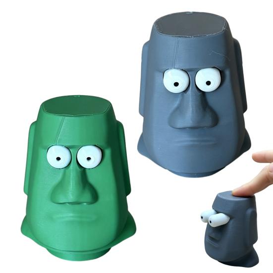 1/2 шт. 3D-печатная статуя Моаи, игрушка-антистресс, статуя с вылезающими глазами, статуя головы острова Пасхи, настольная игрушка для дома и офиса