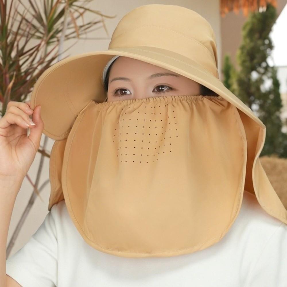 Adjustable Sunshade Shawl Cap Face Cover Neck Protection Cap Portable Picking Tea Hat  Travel