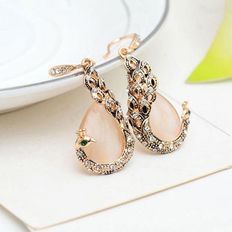 (Necklace + earrings)Women's Elegant Drops Rhinestone Pendant Hook Earrings Jewelry 1set/3pcs AVE