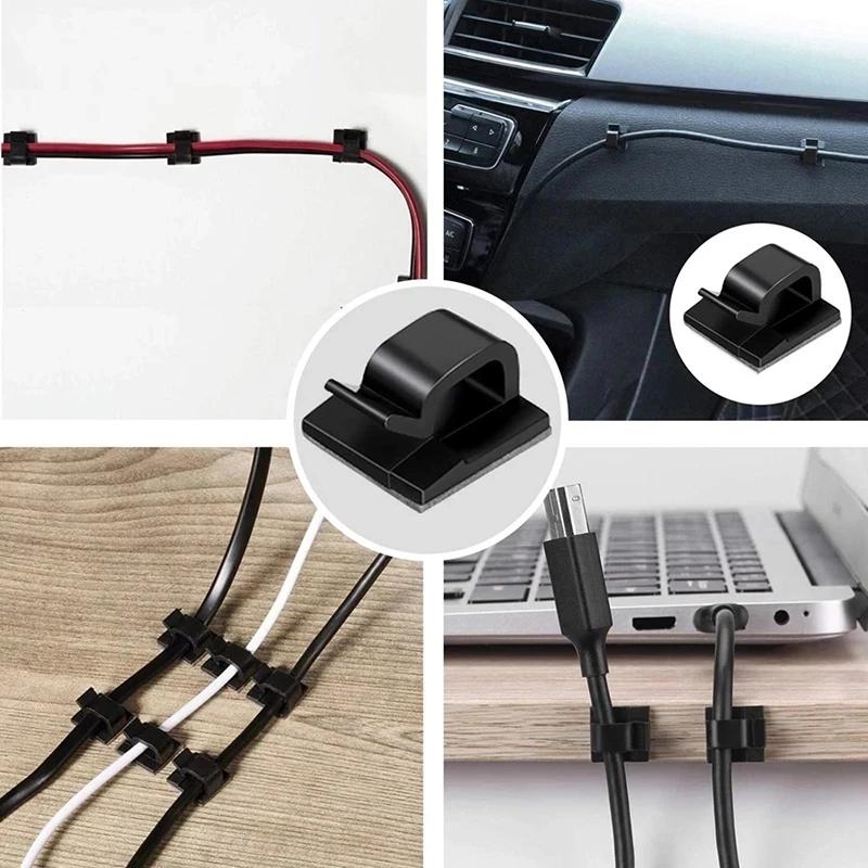 10/20/50PCS Cable Organizer Clips Wire Winder Holder Protector USB Cable Management Adhesive Hooks Desk Clamp For Home Office
