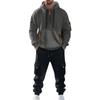 Men's Solid Color Casual Suit Loose Sports Hooded Sweatshirt With Pockets Multi Pocket Overalls Suit