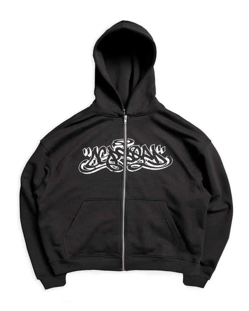 2025 Cross-Border Hooded Cardigan: Unisex Dark Print Streetwear Sweatshirt
