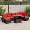 VidaXL Garden Lounge Set 8pcs with Brown Cushions Wicker Acacia, Outdoor Sofa Set, Garden Furniture 3326685