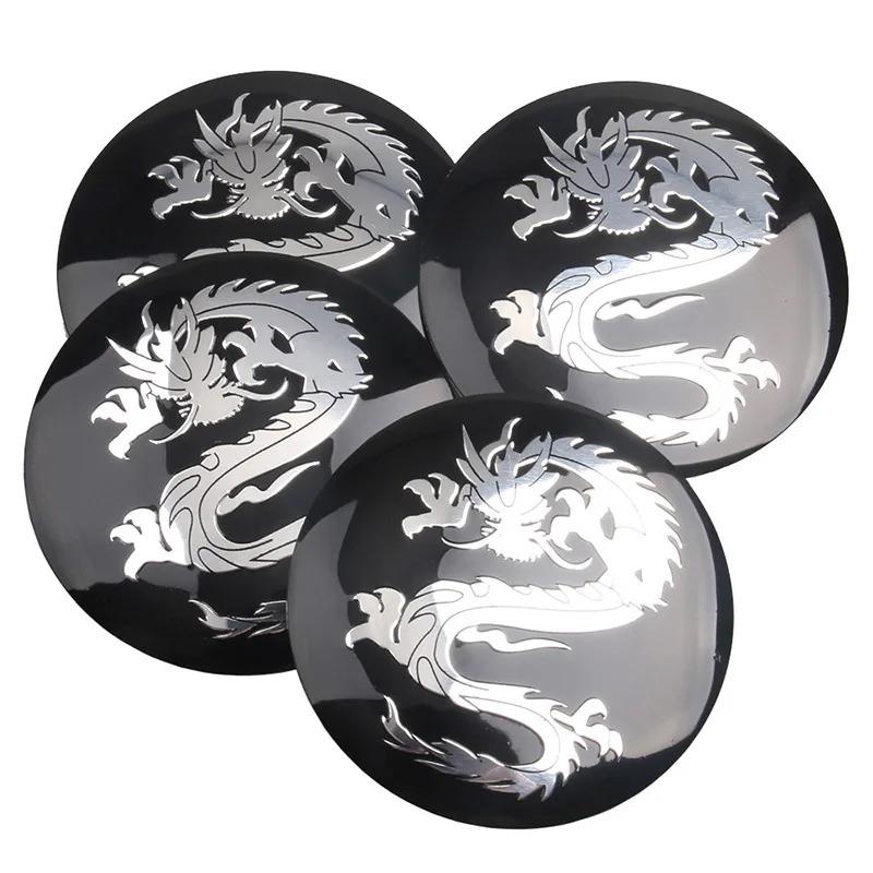 DBS3 4pcs/set Universal 56mm 60mm Dragon Emblem Car Wheel Center Hub Cap Dust-Proof Sticker Covers