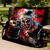 1pc Horror Clown Outdoor Flannel Blanket, Lightweight Warm Cozy for Travel Camping Office Soft Polyester Fabric