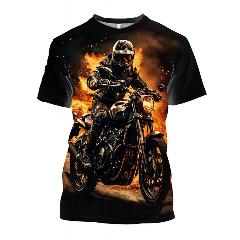 Новые модные мужские футболки крутые мотоциклетные цифровые 3D-печатные мужские футболки летние большие размеры свободные повседневные футболки повседневная уличная одежда