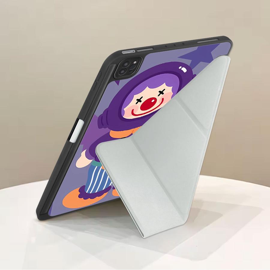 Чехол-подставка Чехол для планшета Для iPad Pro 2025 Pro 11-го 10-го 9-го 8-го 7-го 12,9 дюйма Mini 6 7 Air 4 5 M3 M2 1 2 M4 11 дюймов Фиолетовый Клоун