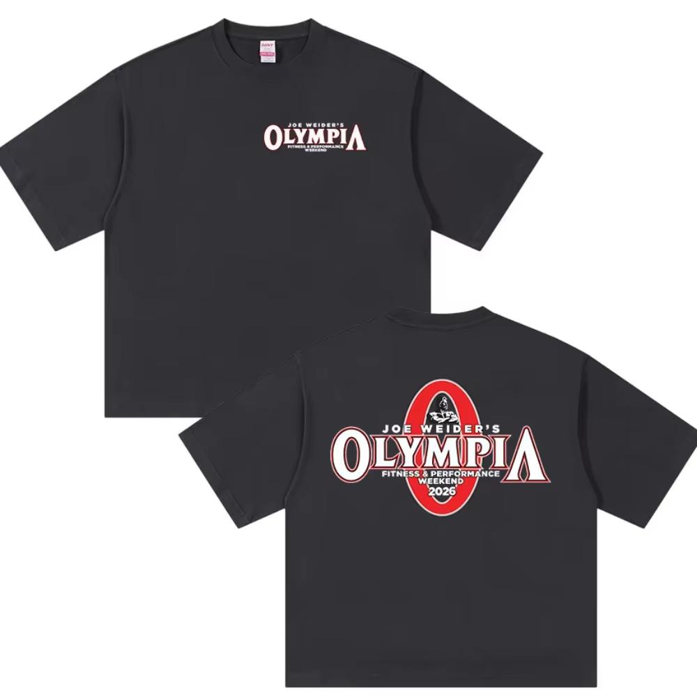 Olympia Gym Fitness 2026 Logo Printed T Shirts Man Fans Gym O-Neck Short Sleeve T-shirts Women Vintage Oversized Cotton Tees
