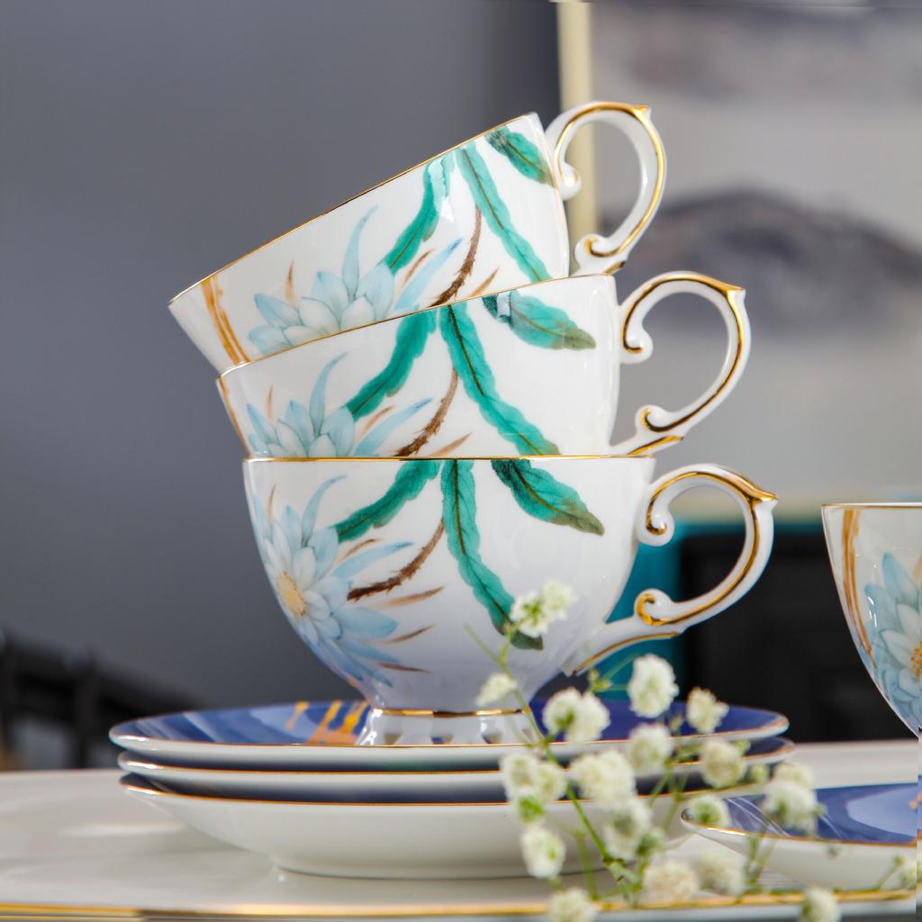 Кофейная чашка блюдце набор для послеобеденного чая изысканный костяной фарфор набор для воды чашка для цветочного чая бытовой набор с подносом