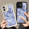 Мягкий чехол для телефона из термополиуретана конфетного цвета для iPhone 16 Pro 15 14 Plus 13 12 11 Pro Max Xs Xr 8 7, противоударный, рельефный, с синим цветочным узором, защитная крышка для объектива