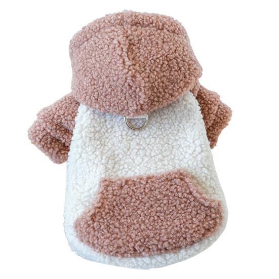 Soft Coat Dog Blocking Color Comfortable Thickened Twolegged Fleece Hoodie Winter Pet Dog Clothes