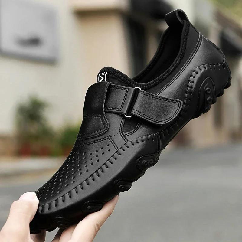 Genuine Leather Men Shoes Casual Italian Hollow Out Men Loafers Summer Breathable Driving Shoes Slip On Moccasins Zapatos Hombre