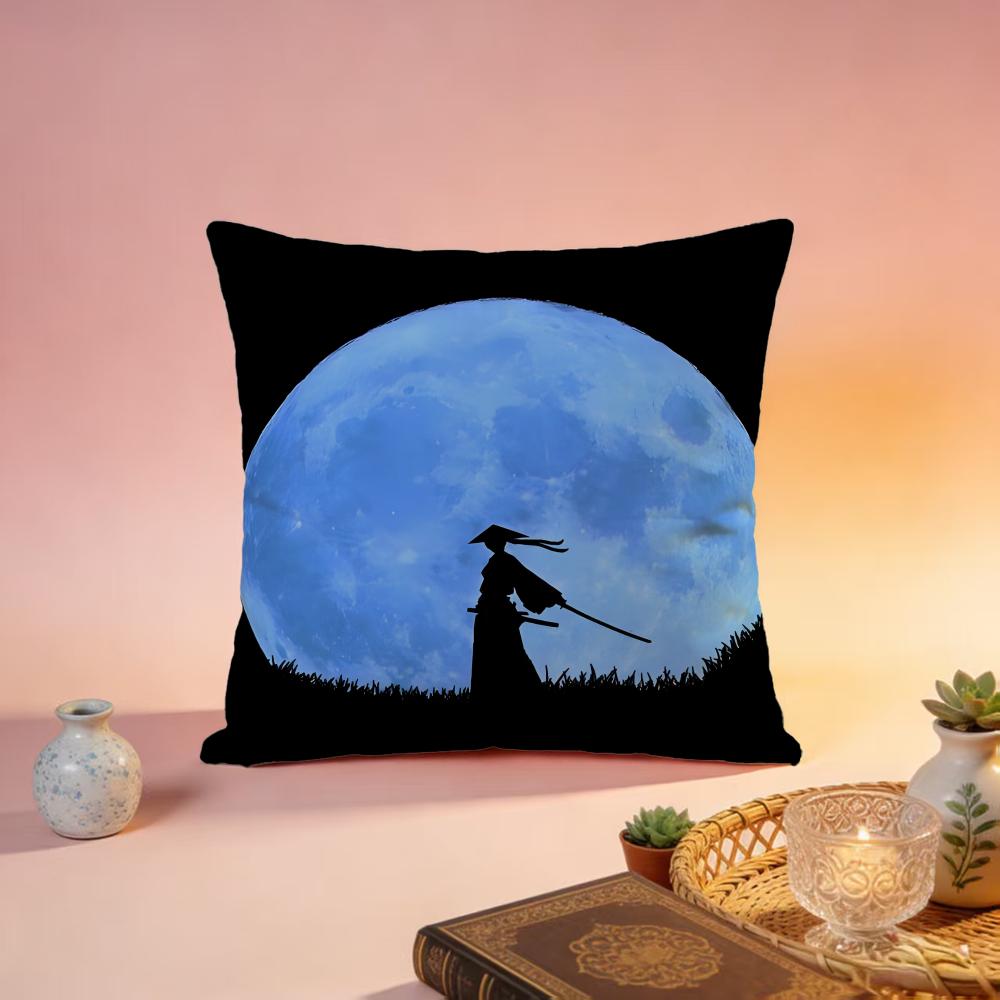 Fashion BBlue Eye Samuraies Cushion Cover Premium SkinFriendly Pillow Case MultiPurpose for Home Office Travel