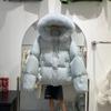 Fur Collar Hooded Fur Coats Puffer Jacket Fashion White Duck Down Jackets Women Winter Ladies Loose Overcoats