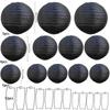 Top Quality Black round Paper Lanterns Chinese Japanese Style Decorative Hanging Lamp for Anniversary Birthday Wedding Party