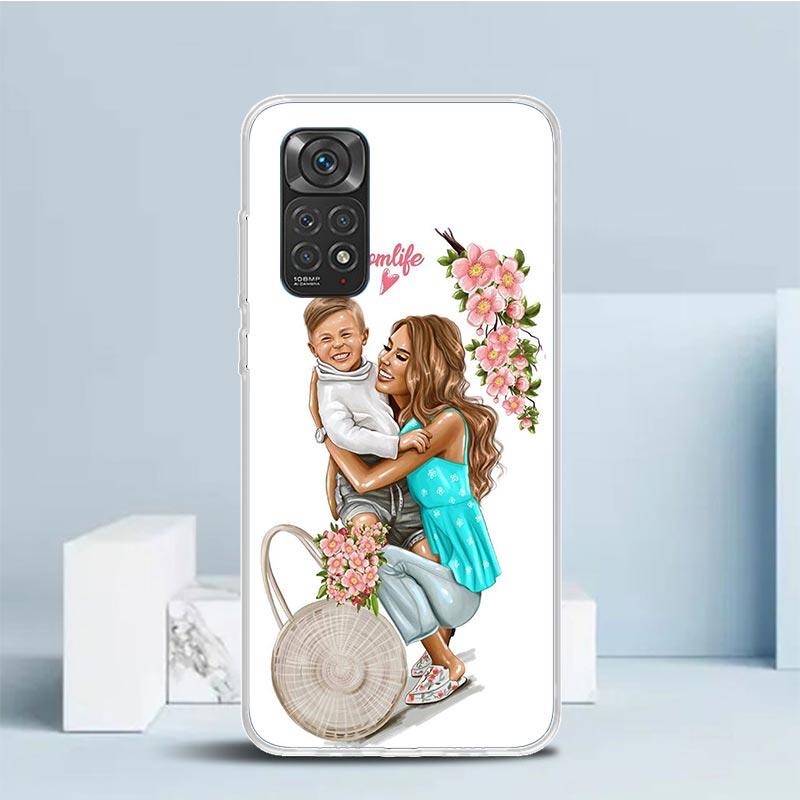 Чехол для телефона 'Мама и Малыш' для Xiaomi Redmi Note 15 14 14S 13 12S 12 Pro Plus 11S 11 11T 11E 10S 10 + Мягкая задняя крышка из ТПУ Redmi N