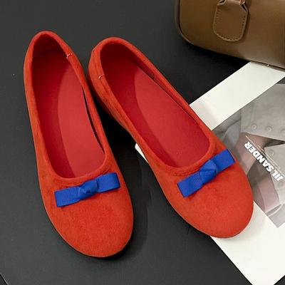 Модные осенние новые туфли на плоской подошве с внутренним увеличением, женские модные туфли с круглым носком и неглубоким воротом с бабочкой и узлом на низком каблуке