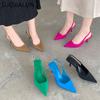 Fashion Thin High Heels Slingback Sandals Pointed Toe Slip On Mules Shoes Ladies Elegant Shallow Pumps Party Dress Sho
