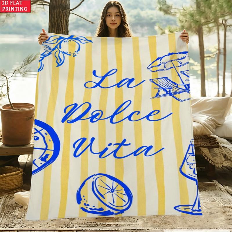 La Dolce Vita Phrase Flannel Blanket For Italian Inspired Decor Soft Warm Throw Blanket Wrap