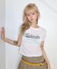 ROLAROLA [Lora Lora X Koo Hyomin] Винтажная мини-футболка с логотипом-трещиной Белая