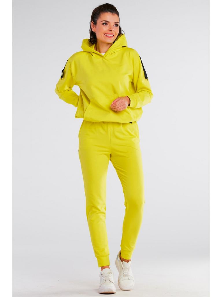 Hooded sweatshirt with shoulder patches, yellow L/XL