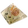 [GOLD STONE] Prehnite Orgonite Pyramid, Spiritual Item, Approximately 30mm Wide