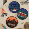 Embroidery Label Clothing Accessories Embroidery Stickers Round Badges Camping Series Glue-backed Patch Accessories Cloth Label Cloth Stickers