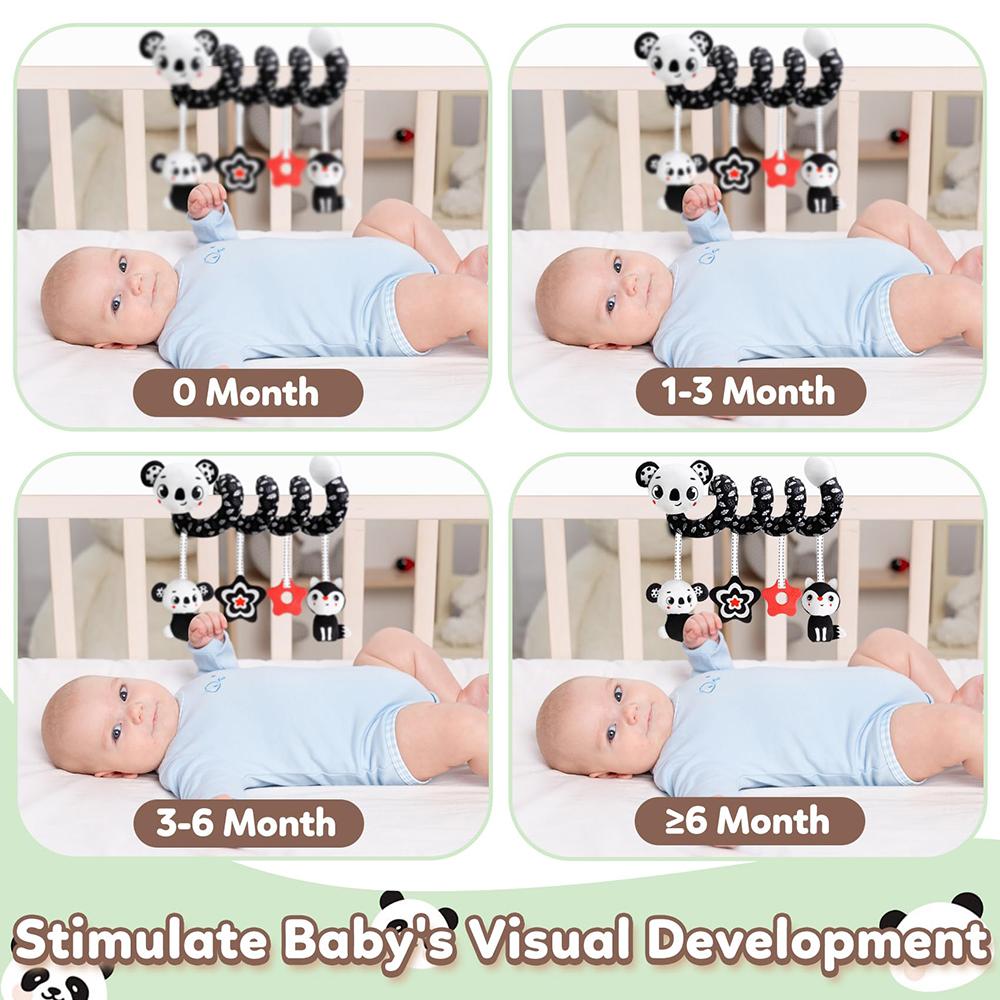 Детская игрушка для автокресла Черно-белый лев коала погремушка спираль подвеска развивающая игрушка для коляски для новорожденных мобиль для кроватки сенсорная игрушка подарки