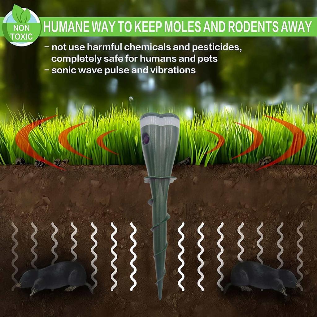 Mole Solar Powered, IPX7 Waterproof Vole , Squirrel, Skunk, Mole
