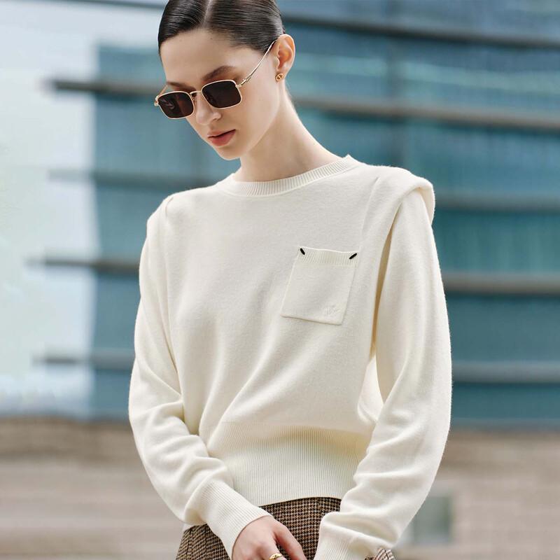 GIOVANNI VALENTINO Women's 30% Wool Blend Crew Neck Knit Sweater