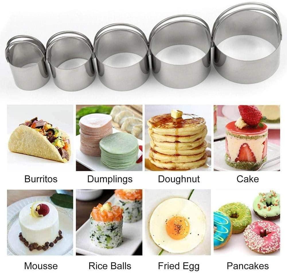 Набор из 5 круглых формочек для печенья, круглые формочки для печенья из нержавеющей стали с ручкой, инструменты для выпечки теста