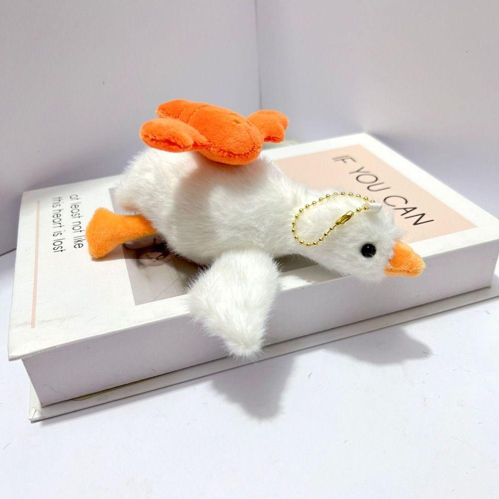 Crayfish Turtles Bees Duck Plush Keychain Fluffy Plush Cartoon Duck Keychain Bag Hanging