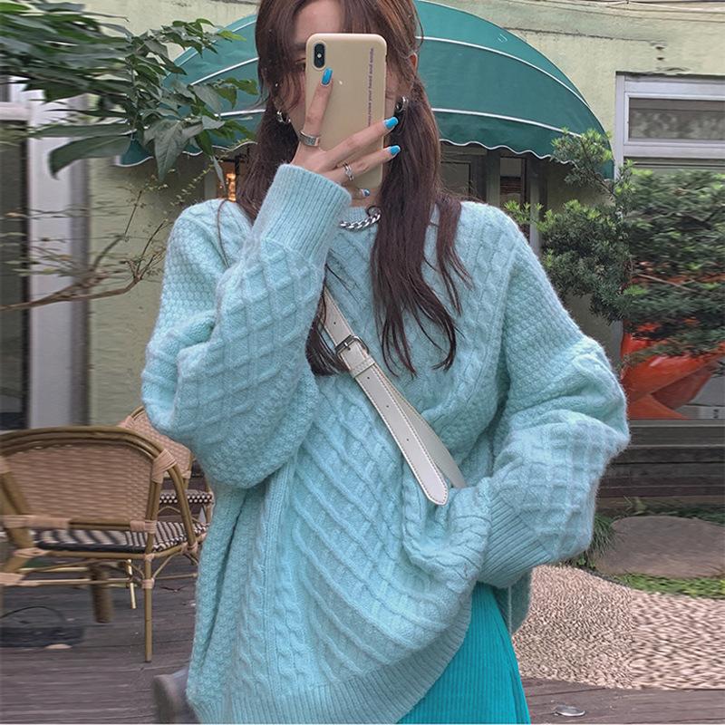 Осенне-зимний пуловер с круглым вырезом и косичками для женщин