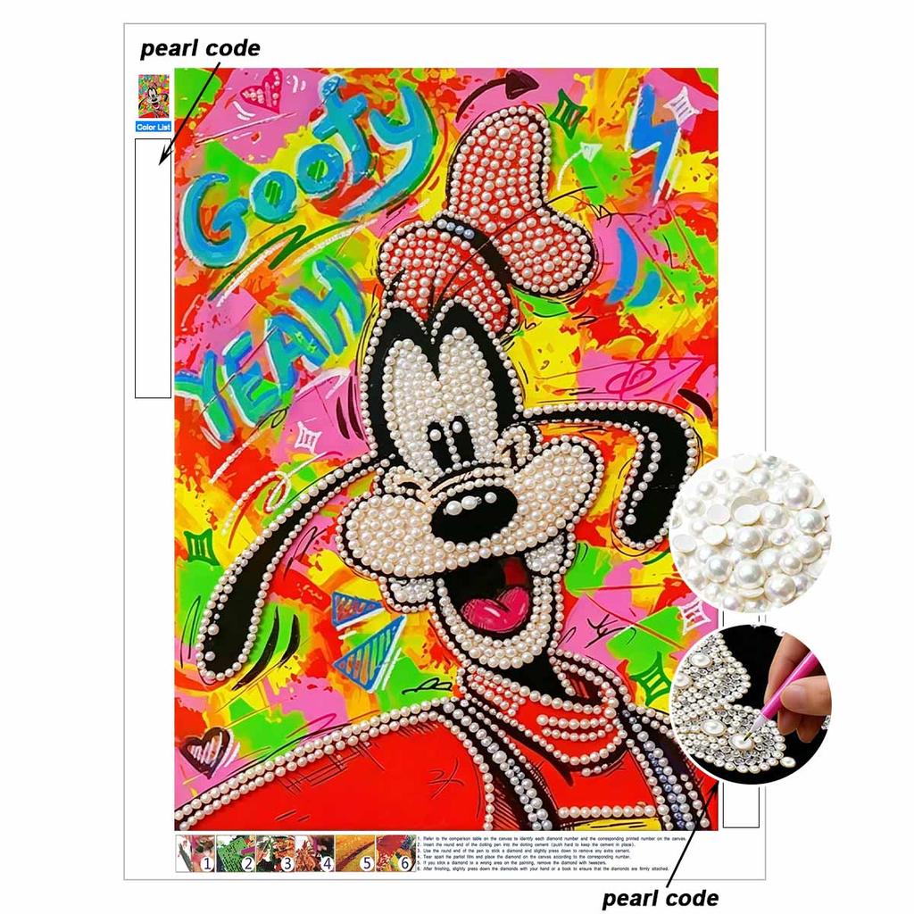 Disney Pearl Art Painting Home Wall Decor Goofy Pearl Gemstone Painting Picture Crafts Adult/Beginner Gift Creative Home Decor Unframed