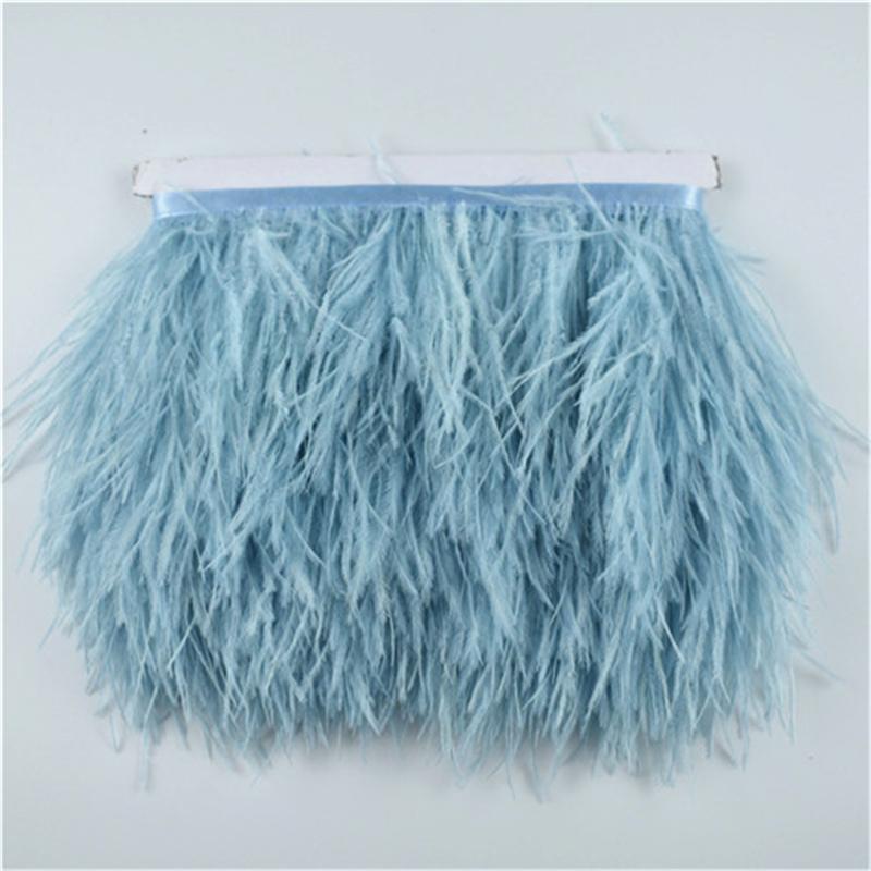10Meters Colored Ostrich Feathers On Ribbon Trim 8-10Cm Skirt Fringe On Tape Ostrich Feather Trims Sewing Trimmings Decoration