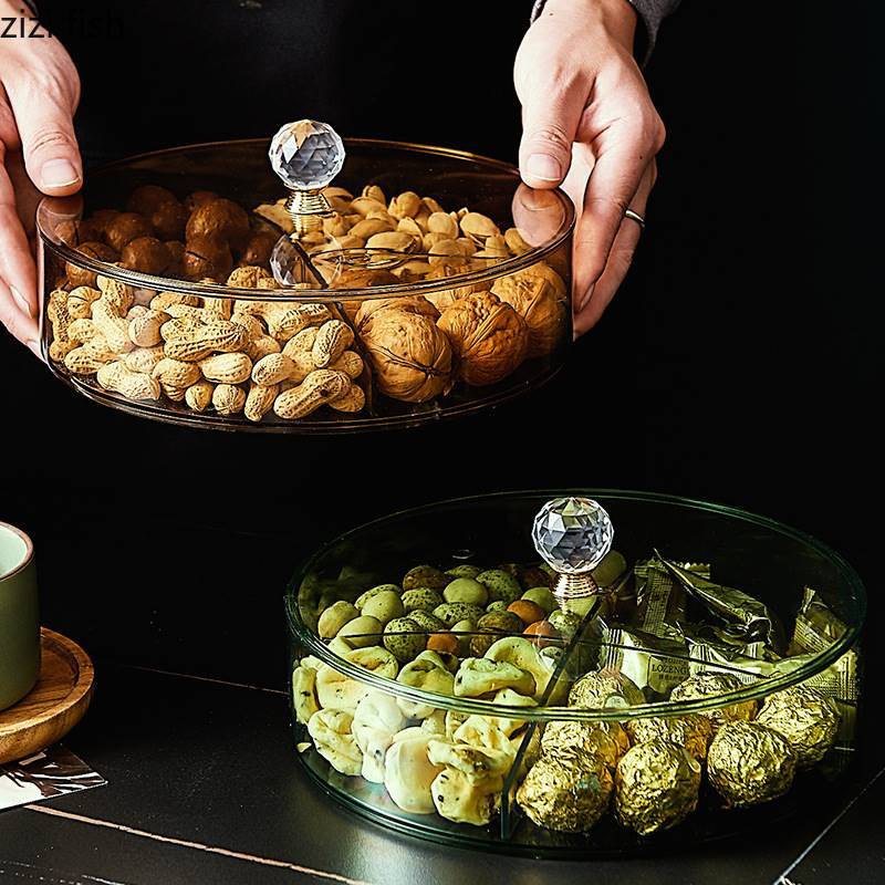 Plastic Fruit Trays Multi Grid Nuts Dried Fruit Storage Trays with Lids Sugar Boxes Household Snack Candy Containers Decoration