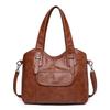 Women'S Elegant Solid Color PU Leather Shoulder Bag With Zipper Closure Polyester Lined Tote Versatile Handbag For Work