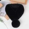 Imitation Fur Winter Scarf with Faux Fur Balls Solid Color Thickened Warm Neck Shawl