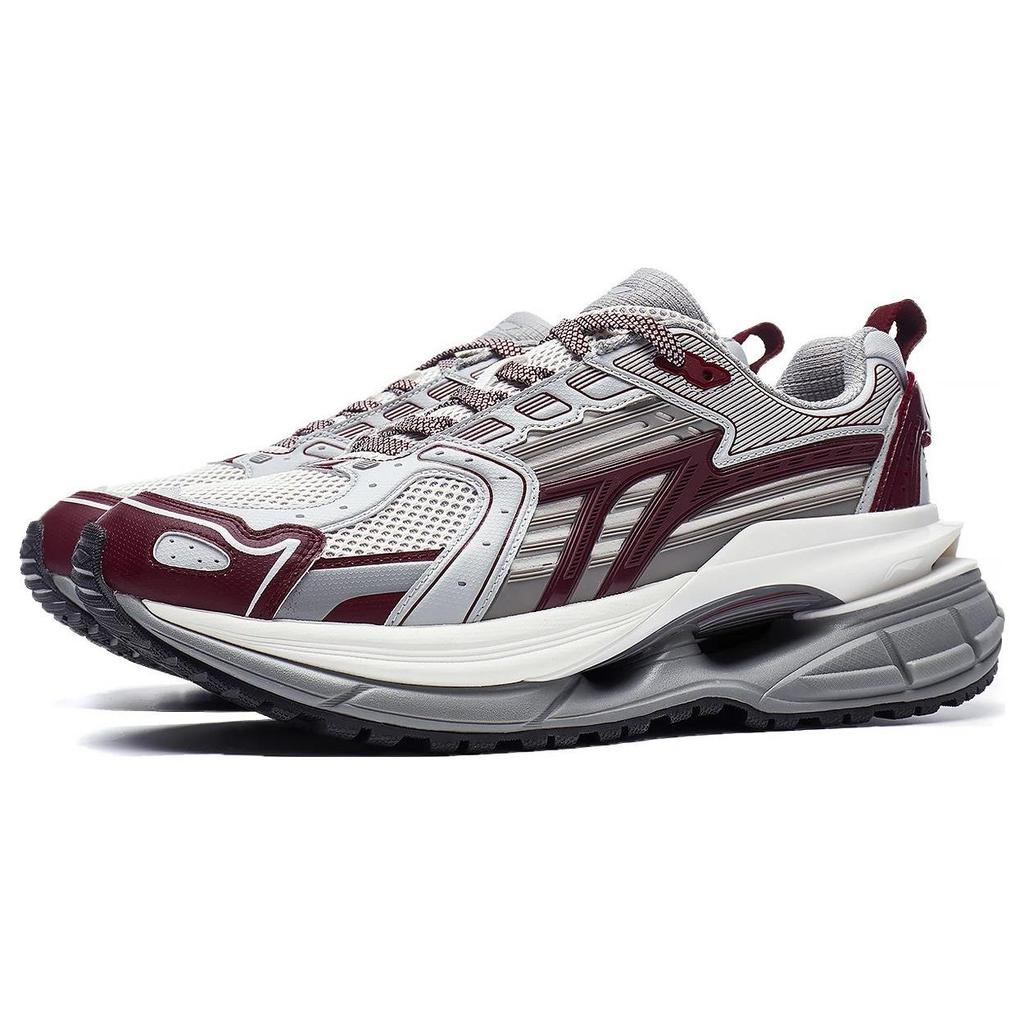 Li Ning Yixing 5 универсальные ретро-туфли для папы амортизирующие износостойкие нескользящие низкие повседневные туфли мужские кроссовки серые красные белые AGCT351-4