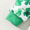 Baby Girls Rompers and Headband Sets Shamrock Print V-Neck Long Sleeve Jumpsuit Bodysuits Ireland Festival Clothes