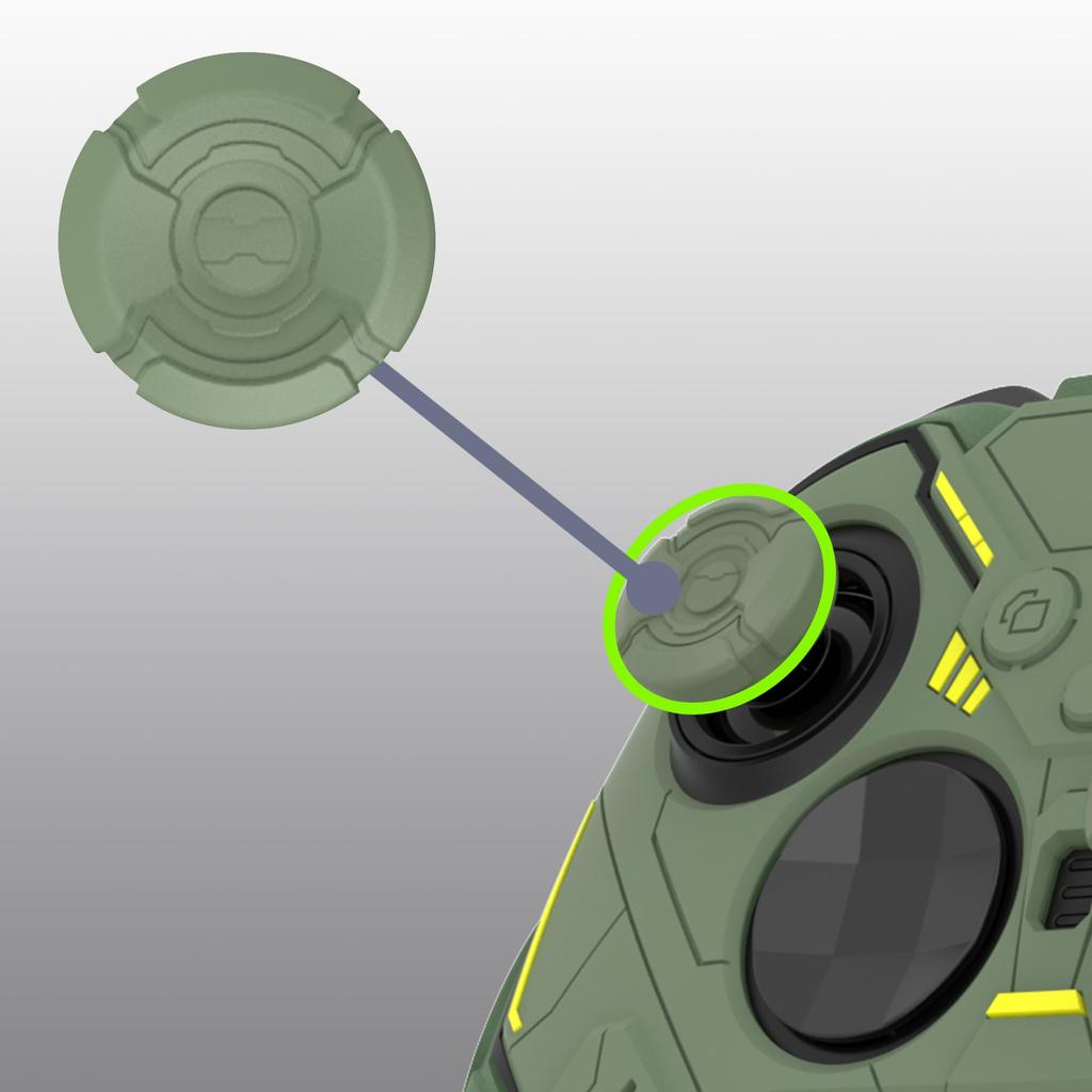 Защитный силиконовый чехол PlayVital Stellar Mecha для Xbox Elite Series, протектор для рукояток с 2 колпачками для большого пальца и механическим зеленым 2, нескользящий