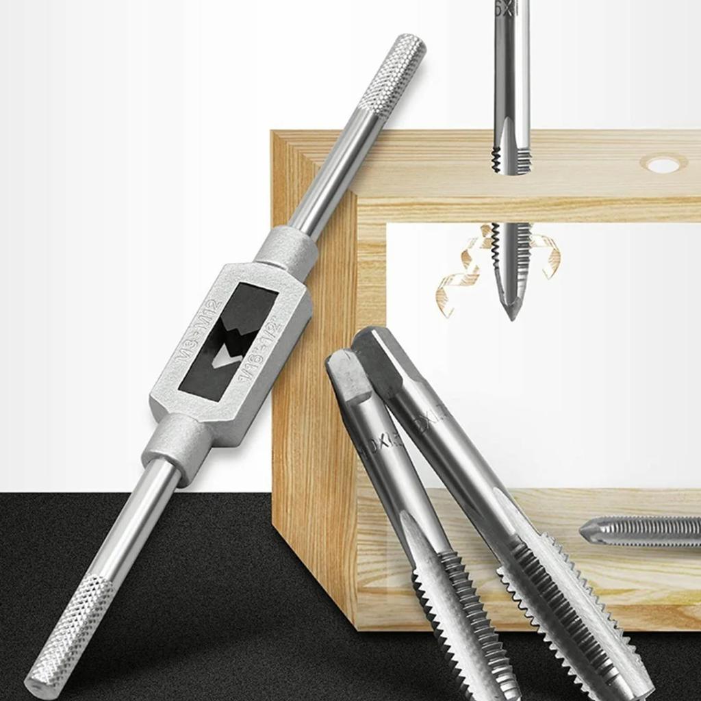 8 шт. Прямой шлицевой метчик Серебристый Быстрорежущая сталь Прямые канавки Метчик для нарезания резьбы с держателем для дрифта для дерева