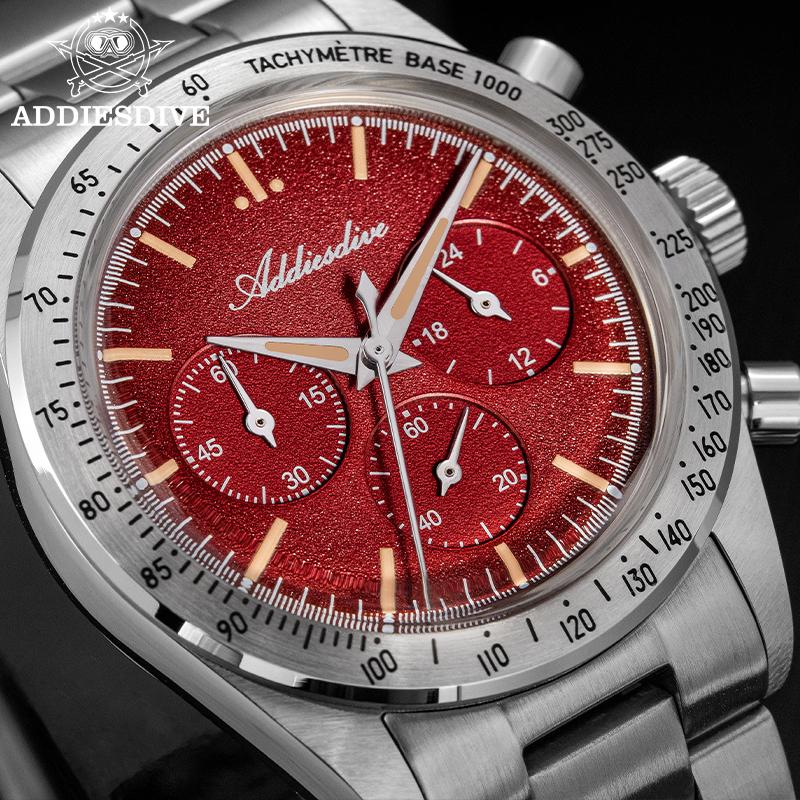ADDIESDIVE NEW Chronograph Watch Men's Quartz Watches C3 Luminous 0S20 Movement Stainless Steel Waterproof Wristwatch AD2552