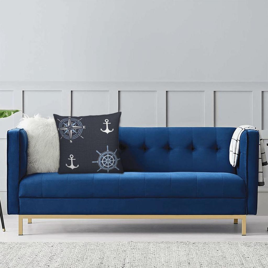 Nautical Compass Captain Anchor Boat Square Pillowcase Pillow Cover Cushion Throw Pillow For Home Sofa Living Room