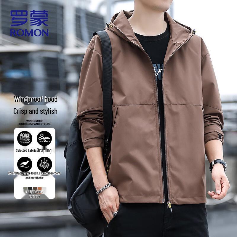ROMON Мужская осенняя ветрозащитная куртка с капюшоном в деловом повседневном стиле