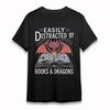 Women's Soft Fashion T-Shirt Dragon Book Graphic Tee Short Oversize Cotton Black