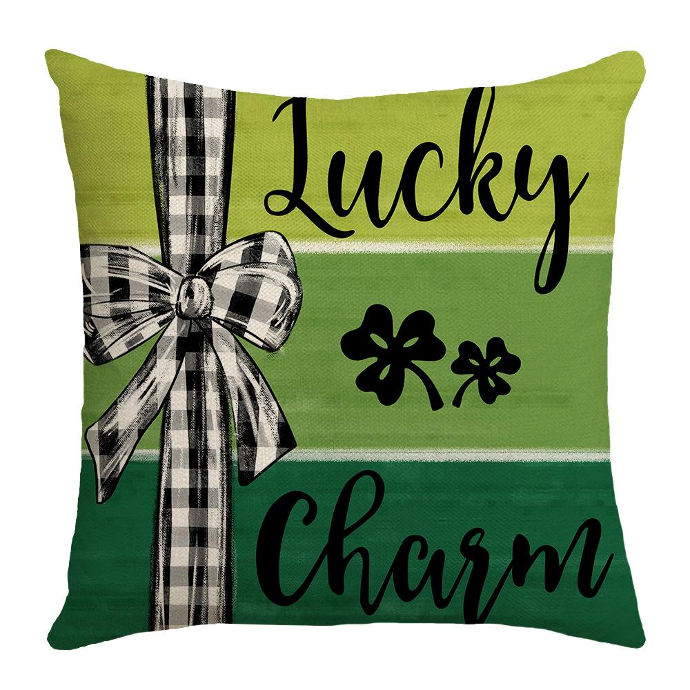 New St. Patrick's Holiday Decorative Pillow Case Home Sofa Lucky Letter Printed Waist Pillow