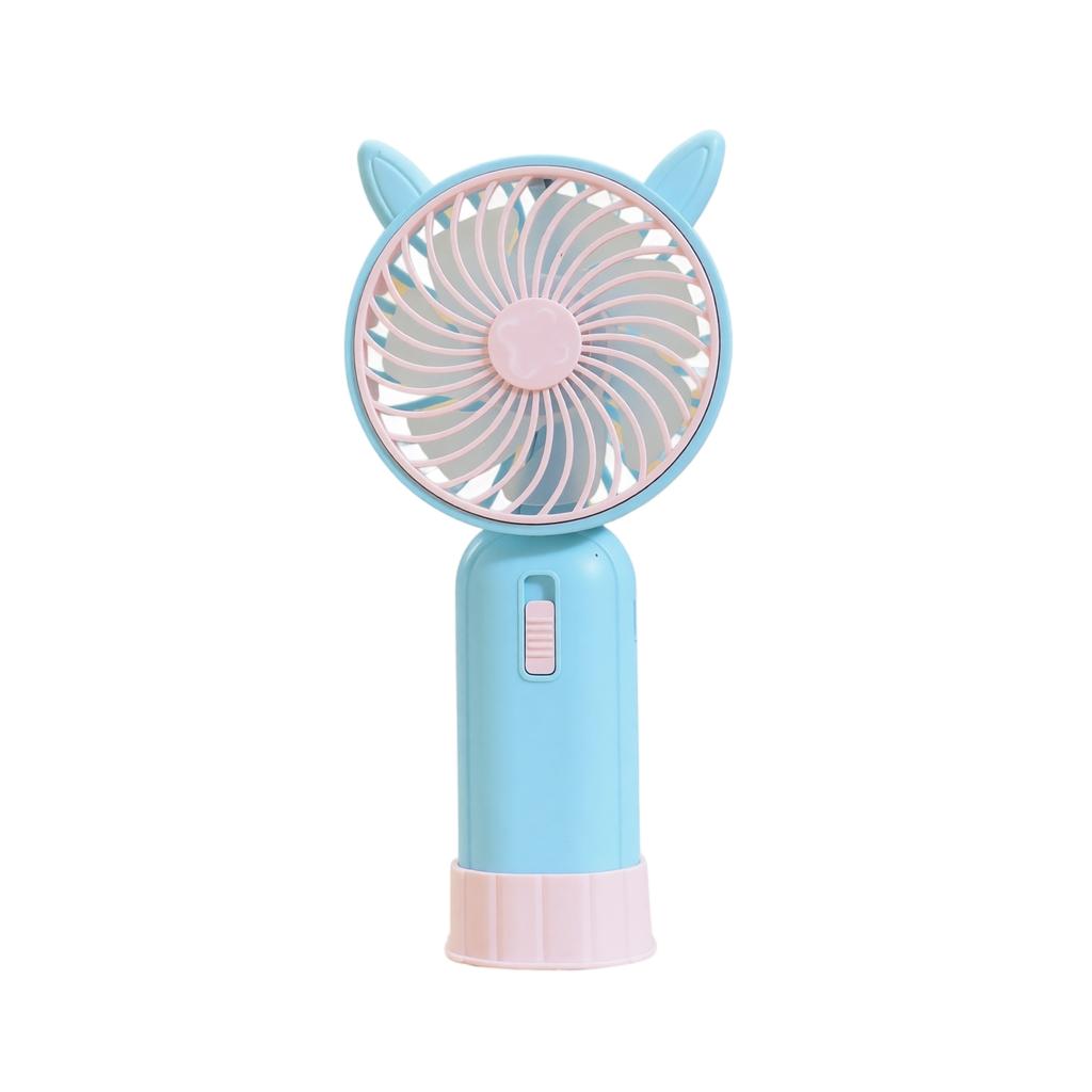 Rechargeable Handheld Fan with Base and Light for Kids, 2 Speeds, 1 Hour Battery Life