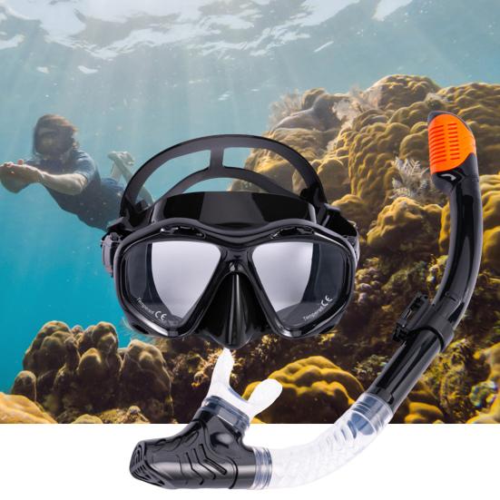 1 Set Swimming Goggles Set Breathable Anti-fog High Clarity Large Frame Silicone Diving